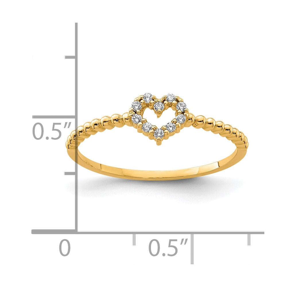 10K Yellow Gold Heart CZ Ring