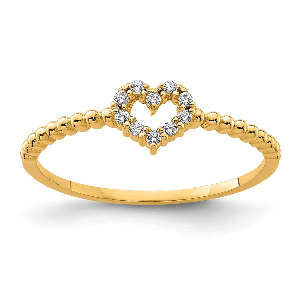 10K Yellow Gold Heart CZ Ring