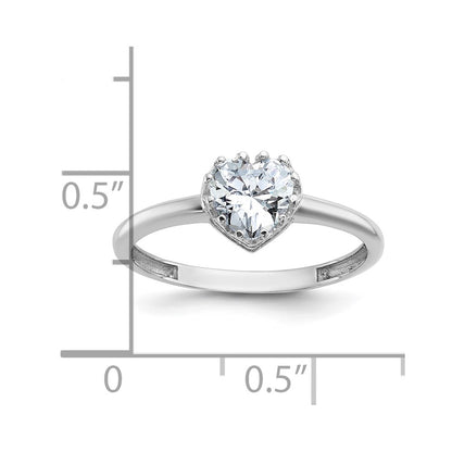 10k Tiara Collection White Gold Polished Heart CZ Ring