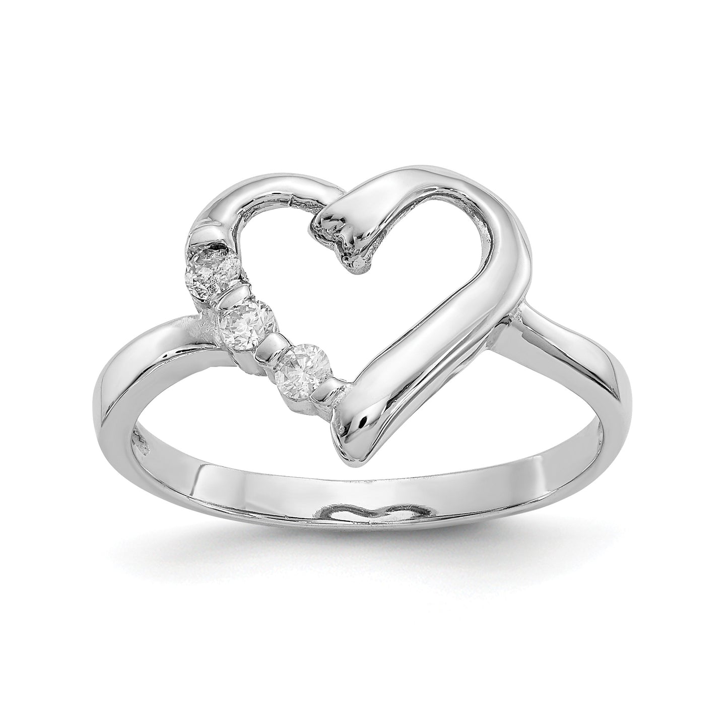 14K White Gold .10ct Diamond Heart Ring