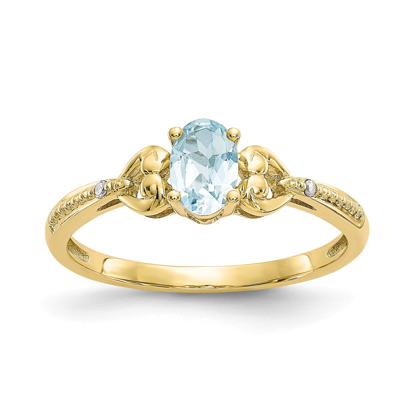 10K Yellow Gold Aquamarine Diamond Ring