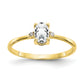 10k Yellow Gold Polished Geniune Diamond and White Topaz Birthstone Ring