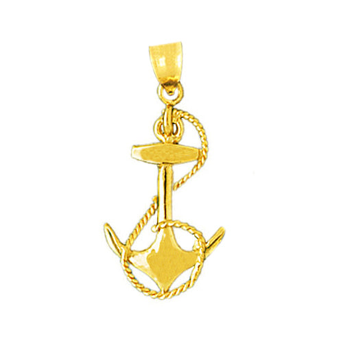 14K Gold Ship Anchor and Sailor Rope Charm