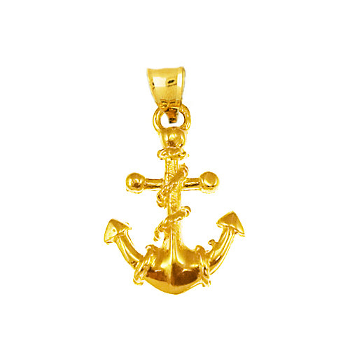 14K Gold Ship Anchor and Rope Charm
