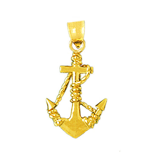 14K Gold 3D Ship Anchor Charm