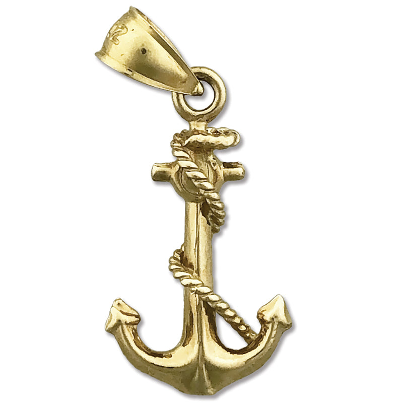 14K Gold 3D Ship Rope and Anchor Charm