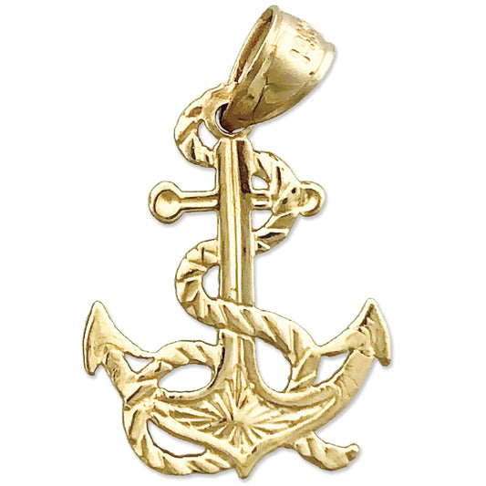 14K Gold Anchor Pendant