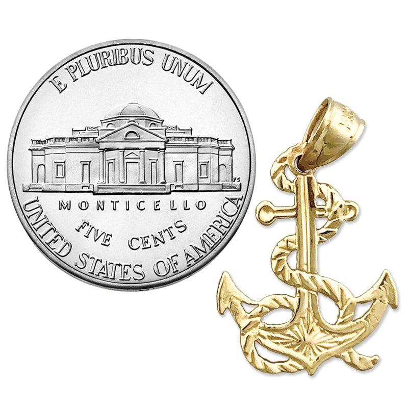 14K Gold Anchor Pendant