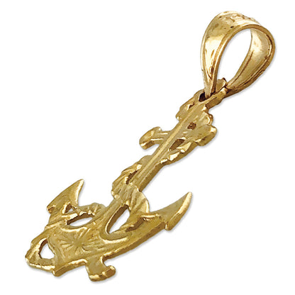 14K Gold Anchor Pendant