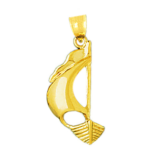 14K Gold Catboat Sailboat Pendant