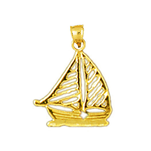 14K Gold Cut-out Sailboat Charm