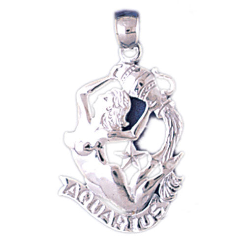 14K White Gold Zodiac Aquarius Charm