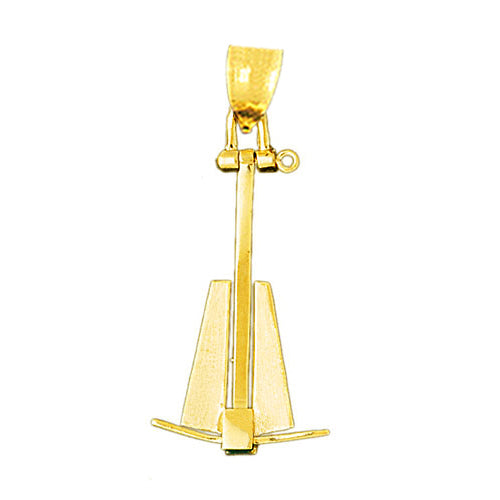 14K Gold 3-D Navy Ship Anchor Pendant