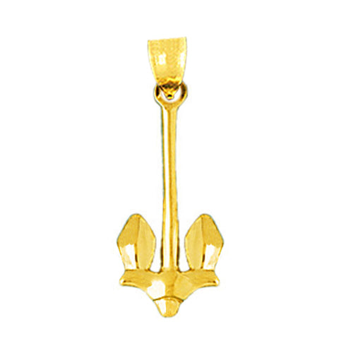 14K Gold Race Boat Anchor Pendant