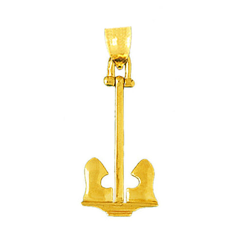 14K Gold Ship Anchor Pendant