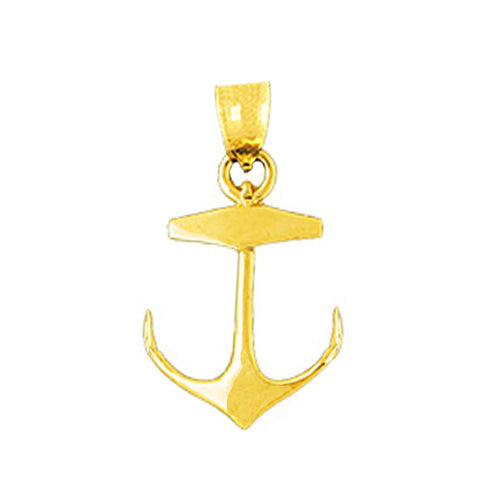 14K Gold 22MM Mariner Ship Anchor Pendant