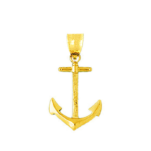 14K Gold 26MM Mariner Ship Anchor Pendant