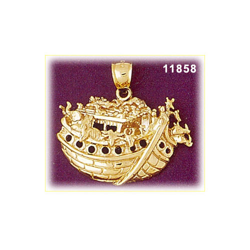 14K Gold 35MM Noah&#39;s Ark Pendant