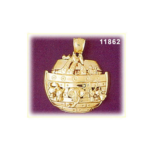 14K Gold 30MM Noah&#39;s Ark Pendant
