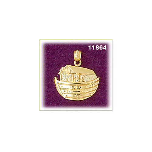 14K Gold 20MM Noah&#39;s Ark Pendant