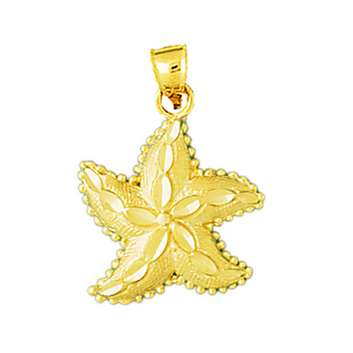 14K Gold Floral Starfish Charm