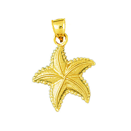 14K Gold Beaded Outline Starfish Charm