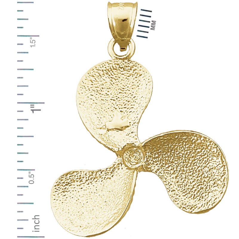 14K Gold 32MM Propeller Pendant