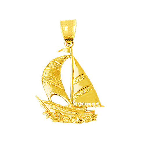 14K Gold 30MM Sailboat Pendant