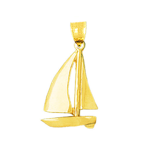 14K Gold Single Mast Sloop Sailboat Pendant