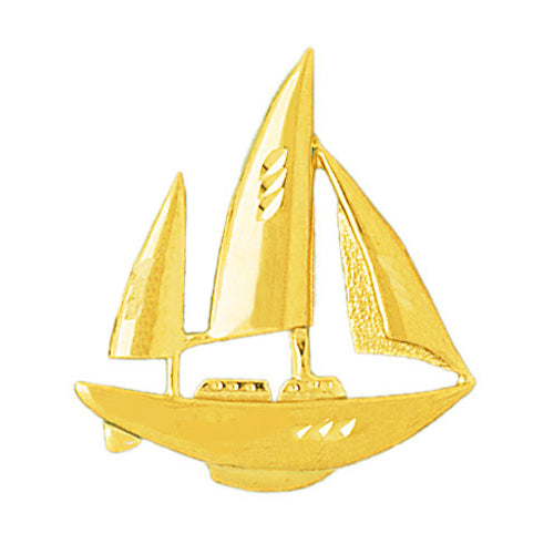 14K Gold 32MM Ketch Sailboat Pendant