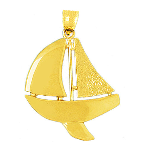 14K Gold Sloop Sailboat Pendant