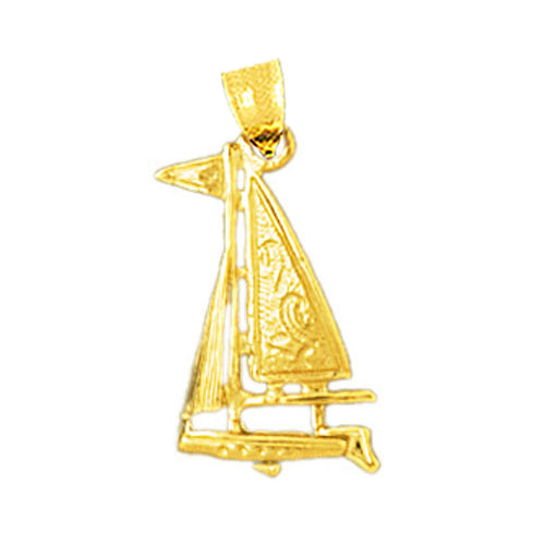 14K Gold Single Mast Sloop Sailboat Charm