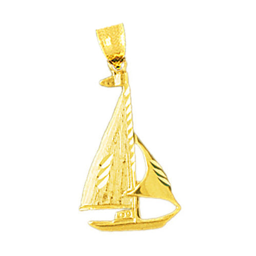 14K Gold Single Mast Sailboat Charm