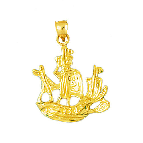 14K Gold Sailing Ship Pendant