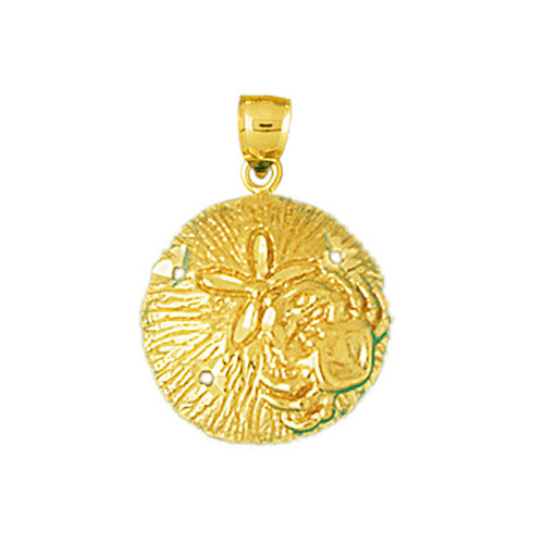 14K Gold Sand Dollar With Crab Accent Charm
