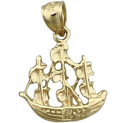 14K Gold Sailing Pirate Ship Charm