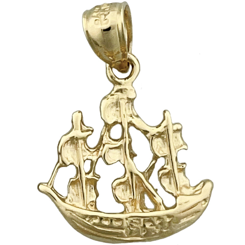 14K Gold Sailing Pirate Ship Charm