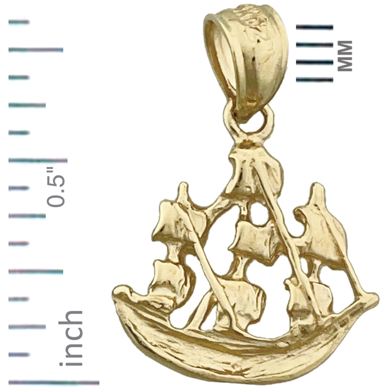 14K Gold Sailing Pirate Ship Charm