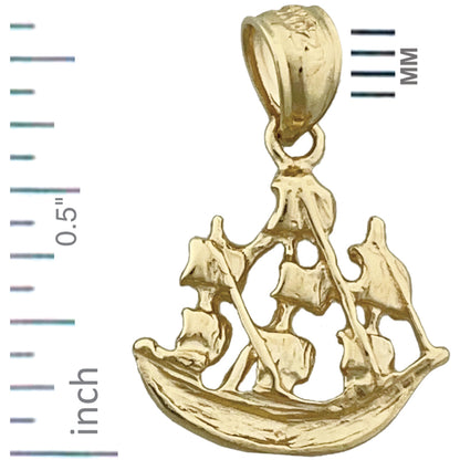 14K Gold Sailing Pirate Ship Charm