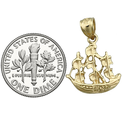 14K Gold Sailing Pirate Ship Charm