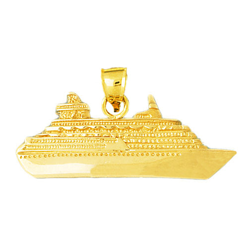 14K Gold 48MM Ocean Liner Cruise Ship Pendant
