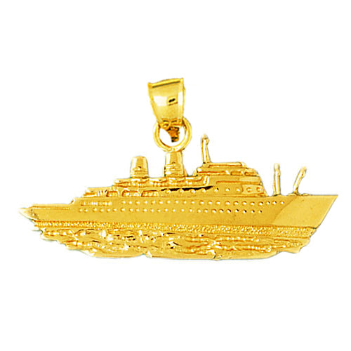 14K Gold Luxury Cruise Ship Making Waves Pendant