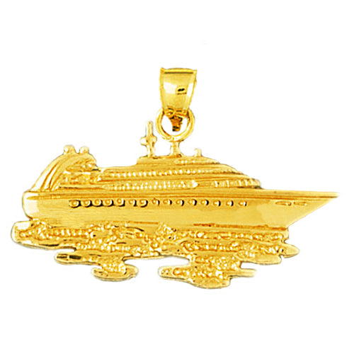 14K Gold Ocean Cruise Ship Making Waves Pendant