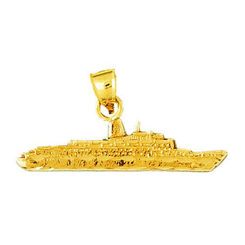 14K Gold Freight Ship Pendant