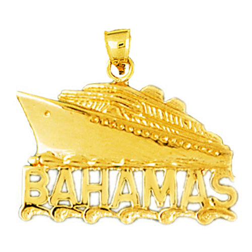 14K Gold Bahamas Cruise Ship Pendant
