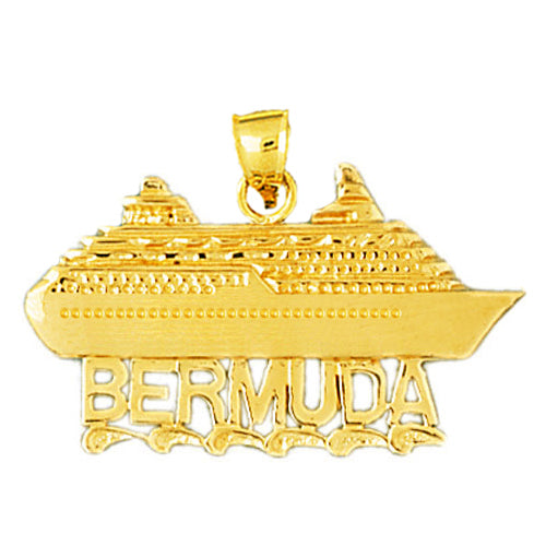 14K Gold 32MM Bermuda Cruise Ship Pendant