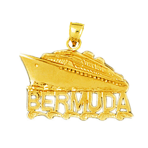 14K Gold 25MM Bermuda Cruise Ship Pendant