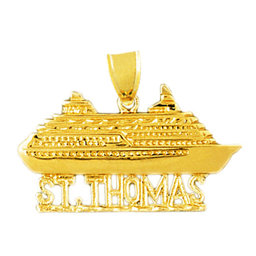 14K Gold 32MM St. Thomas Cruise Ship Pendant