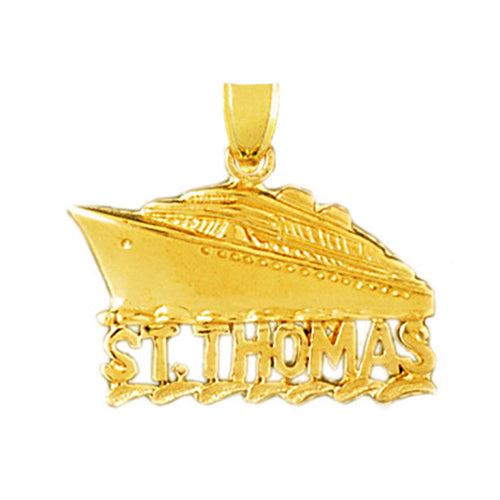 14K Gold 25MM St. Thomas Cruise Ship Pendant