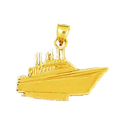 14K Gold 24MM Fishing Boat Pendant